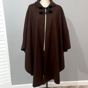 Lord & Taylor Women’s Vintage Brown Fleece Poncho Coat